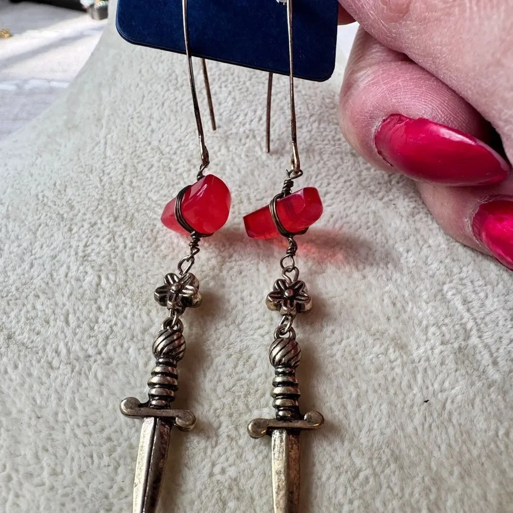 Free People Red Dagger Drop Earrings